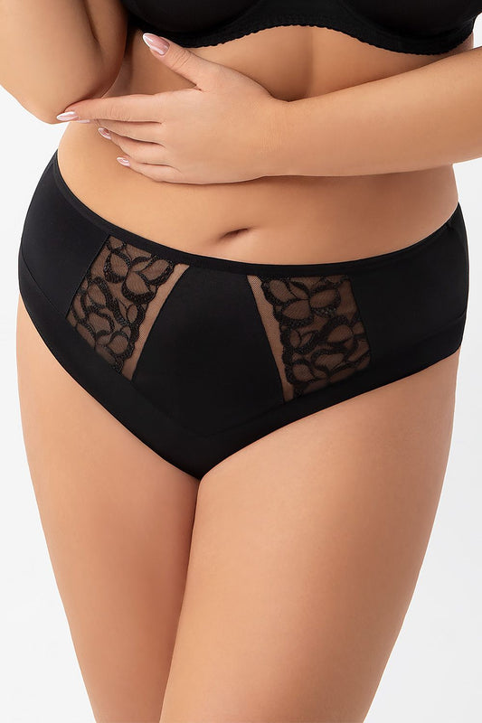Plus-size classic embroidered briefs L–6XL – front view with delicate details