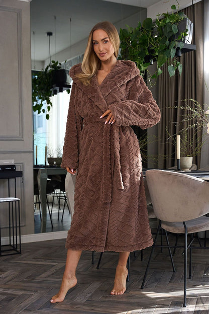 Ultra-soft brown loungewear robe with pockets