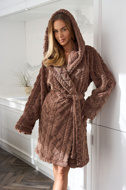 Lightweight plush robe with pockets and long sleeves