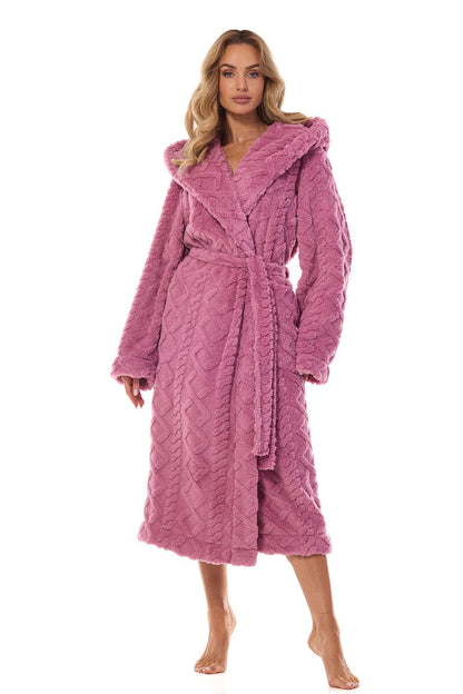 Elegant pastel pink bathrobe with side pockets
