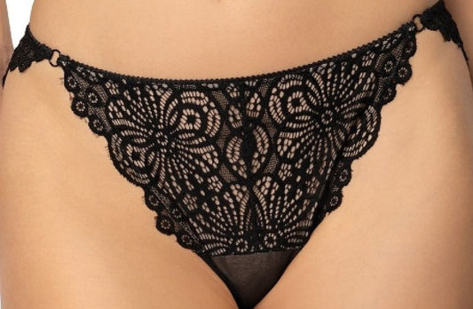 Plus size Aura F-4022/54 black Brazilian briefs with lace detail