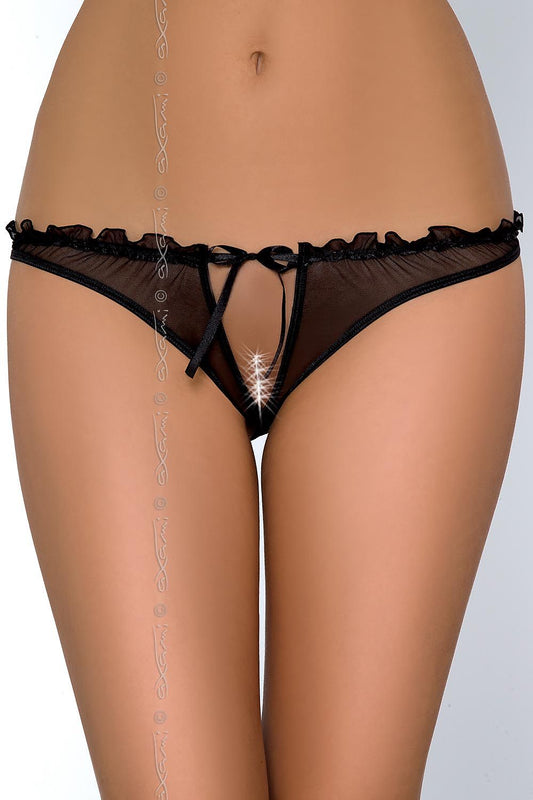 Skimpy Open Panty in delicate tulle mesh with front cut-out and striped back