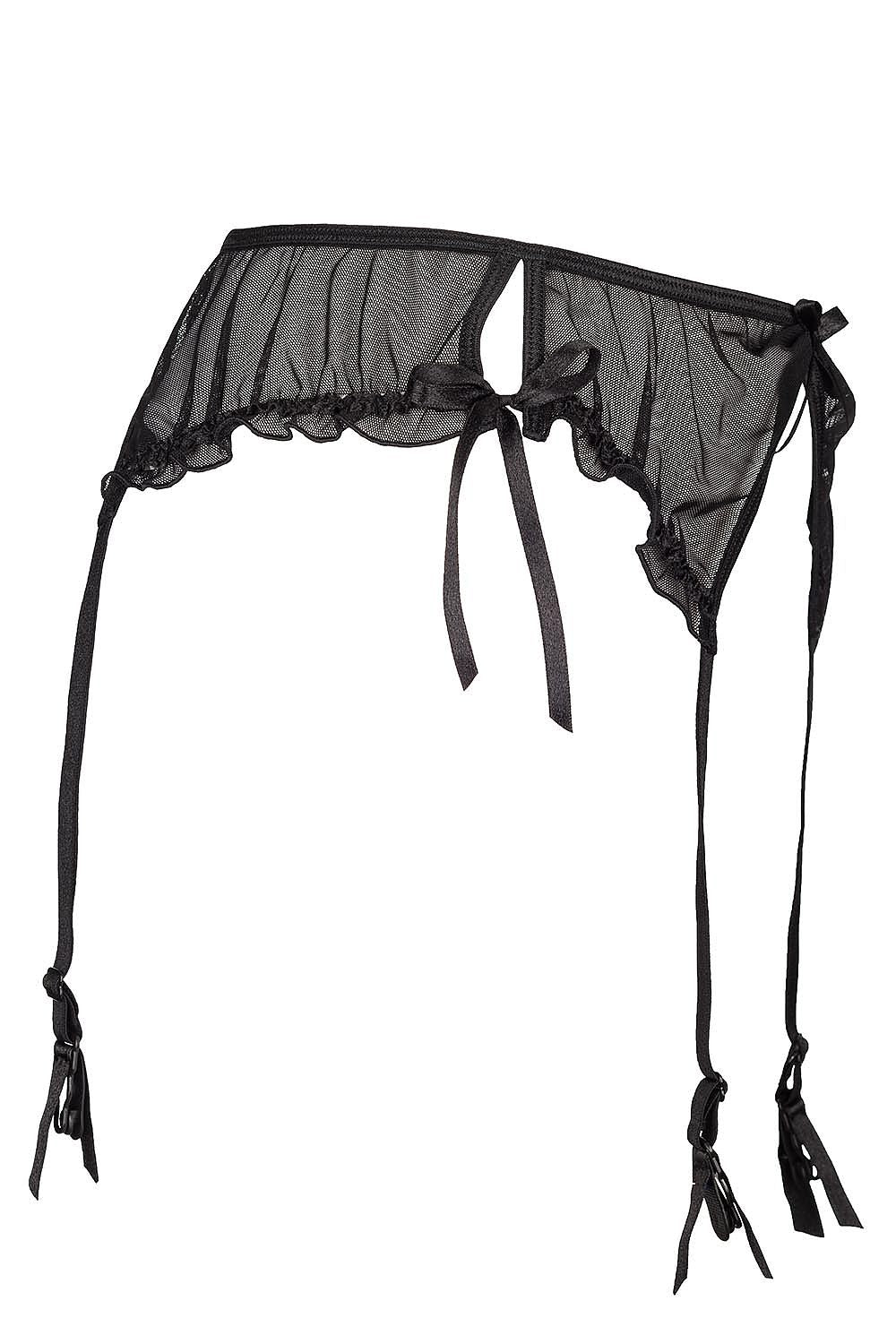 Side slit mesh suspender belt for curvy women