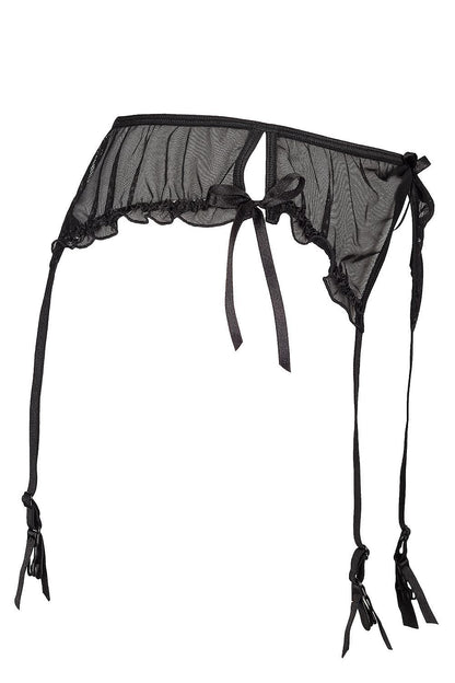 Side slit mesh suspender belt for curvy women