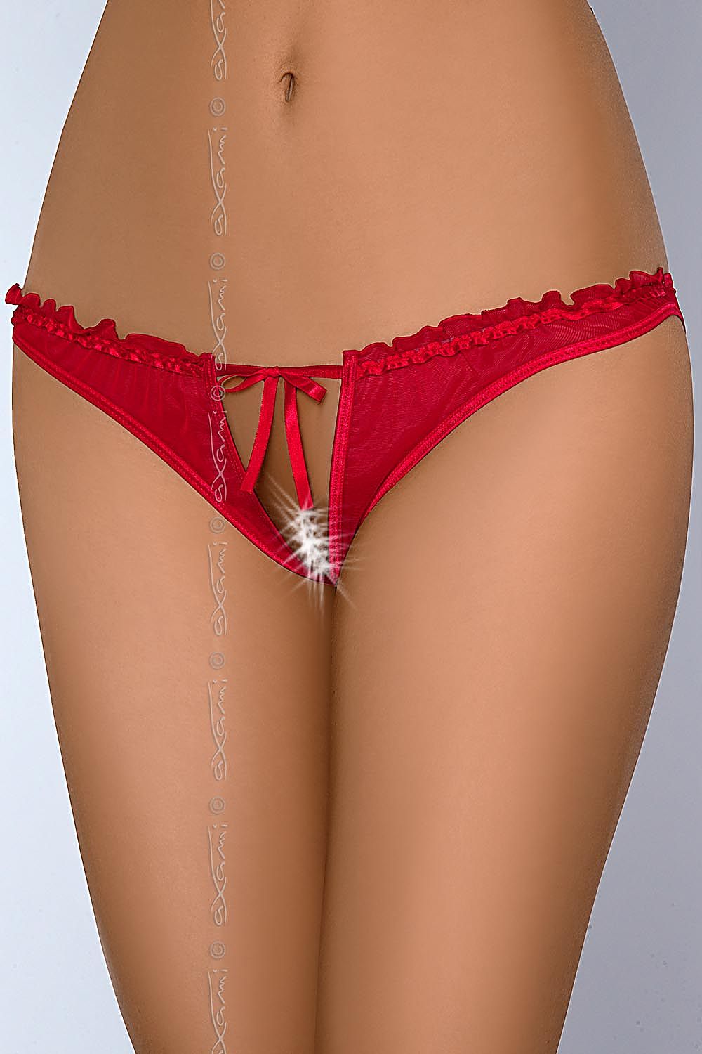 Skimpy Open Panty in delicate tulle mesh with front cut-out and striped back