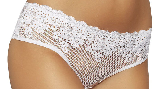 Plus size openwork mesh shorts with lace and bow