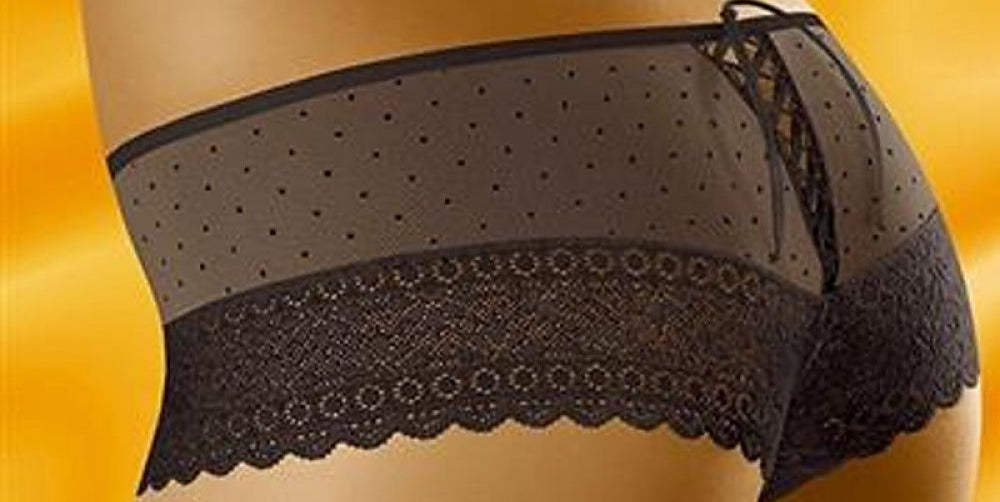 Plus size sheer polka dot shorts with lace trim