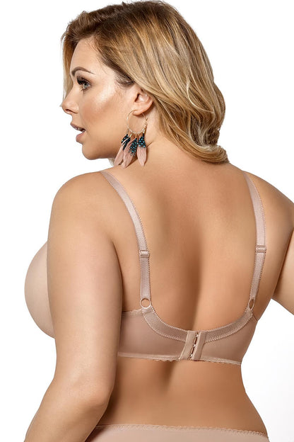 “Side view showing underwire support and smooth matte lower cups”