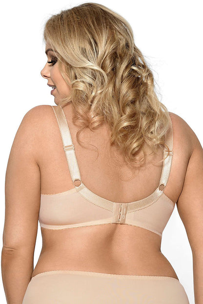 “Back view of soft bra with hook-and-eye closure and adjustable straps”