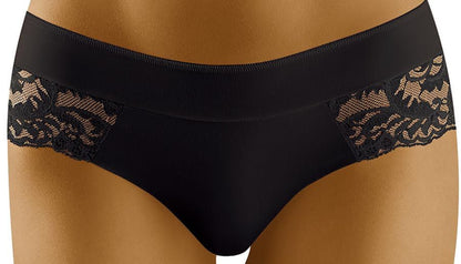 Plus size smooth knit and lace laser-cut shorts