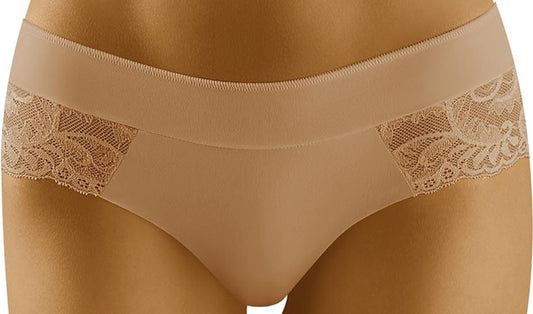 Plus size laser-cut shorts with smooth knit and lace