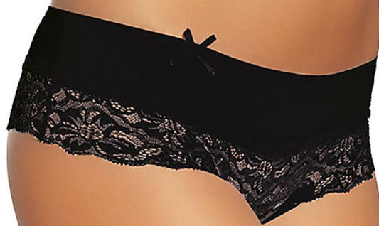 Plus size cotton shorts with lace trim at thighs