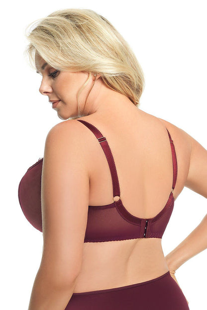 “Back view highlighting adjustable straps and secure underwire support”