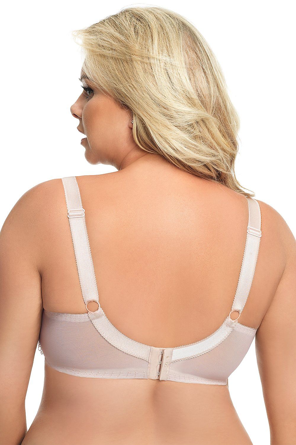 Soft knit nursing bra with cotton lining and supportive construction