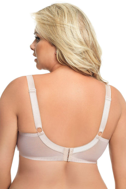 Soft knit nursing bra with cotton lining and supportive construction