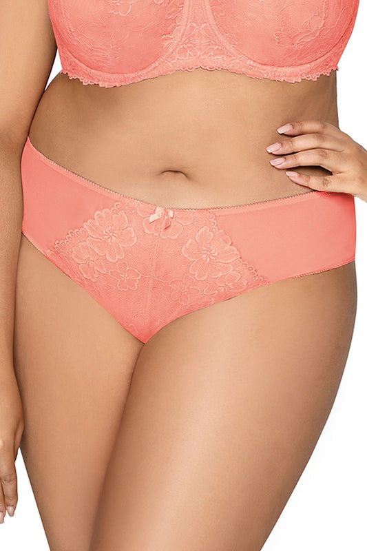 Feminine lace panties L–6XL – side view showing tulle mesh panels and high-waist tummy control