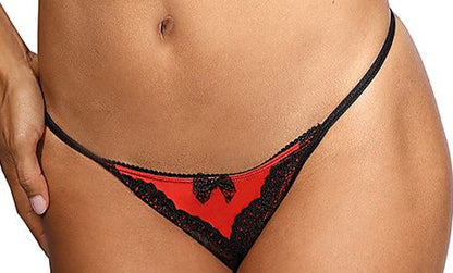 Plus size red and black thong with elastic back for comfort