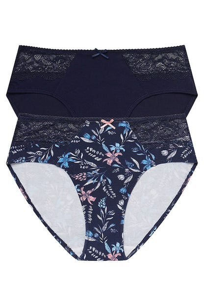 Chicnex classic cotton panties two-pack with lace inserts
