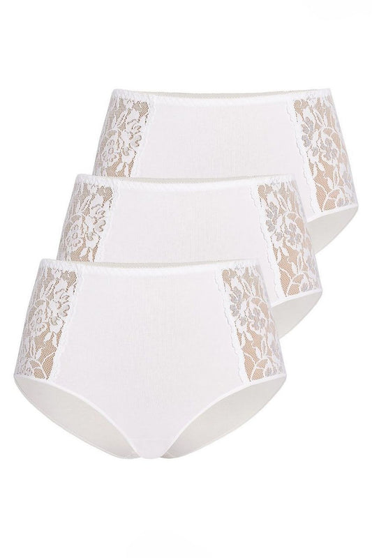high-waisted white cotton panties tri-pack