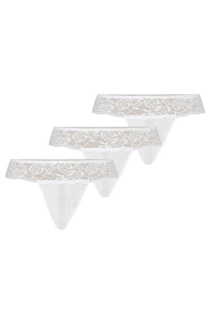 Women’s elastic rose motif lace thongs – back view showing thin strap, plus size L–6XL.