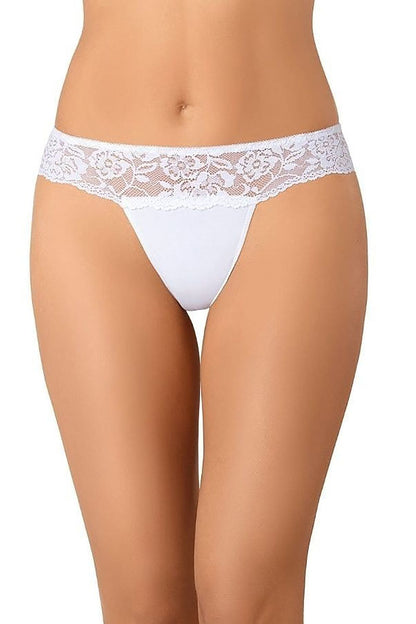 Plus size white lace thongs 3-pack L–6XL – front view with triangle mesh detail.