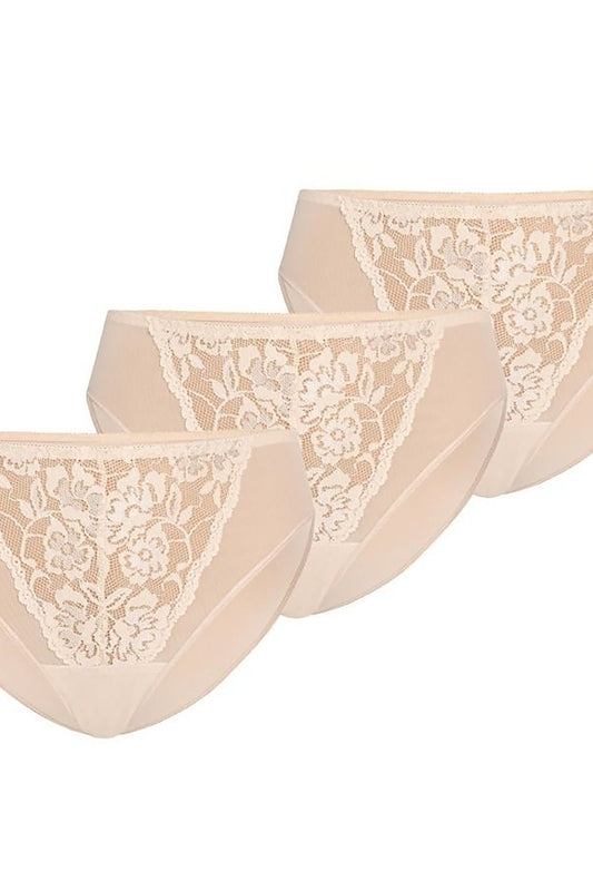 transparent mesh panties tri-pack with floral lace