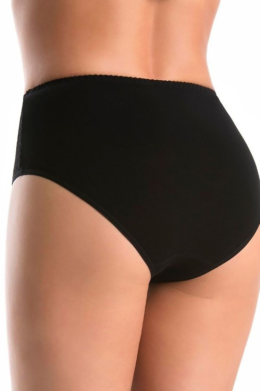 Chicnex high-waisted black cotton panties tri-pack with floral lace