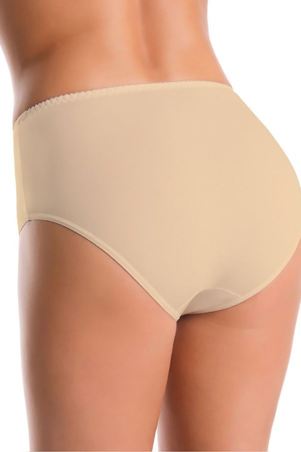 Set of 3 beige high-waisted cotton panties – multi-pack front view.