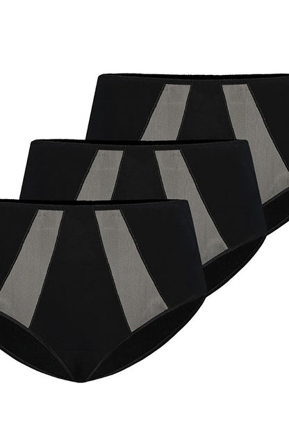 Women’s black cotton panties with full coverage back view.