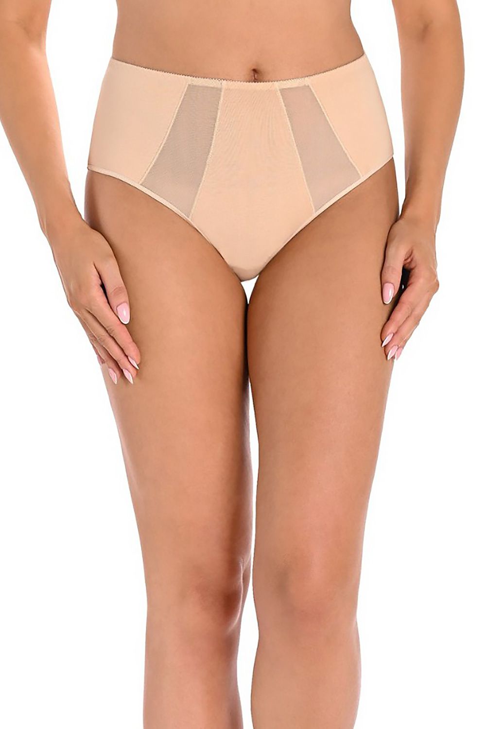 high-waisted beige 