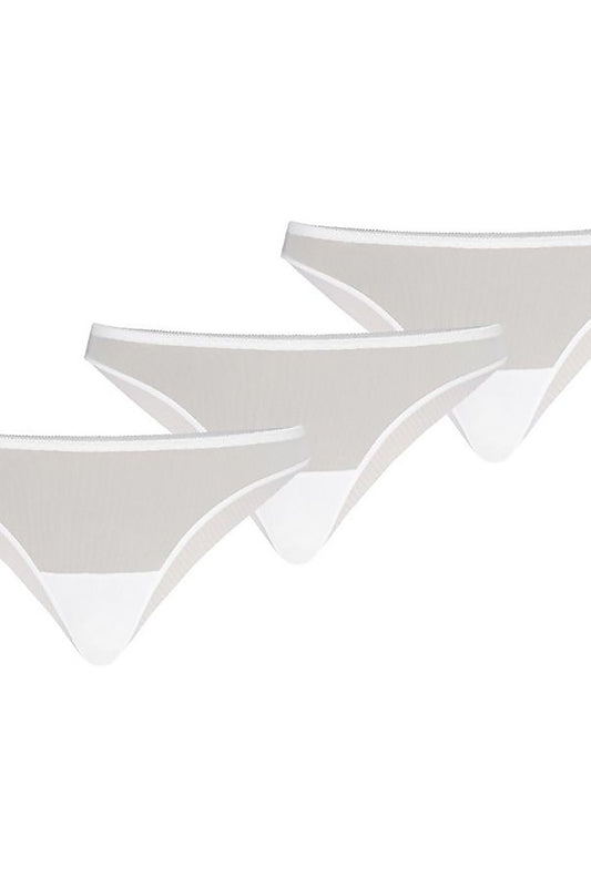 Plus size transparent snow-white seamless panties 3-pack L–6XL – front view.