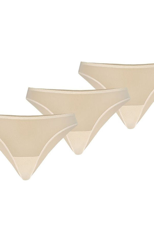 Plus size transparent beige seamless panties 3-pack L–6XL – front view.