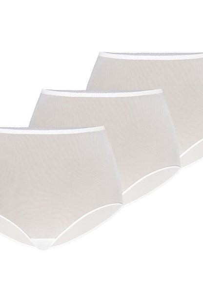 Plus size high-waisted white mesh panties 3-pack L–6XL – front view.