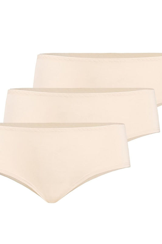 Plus size beige bamboo Brazilian panties L–6XL – front view showcasing soft bamboo fabric.