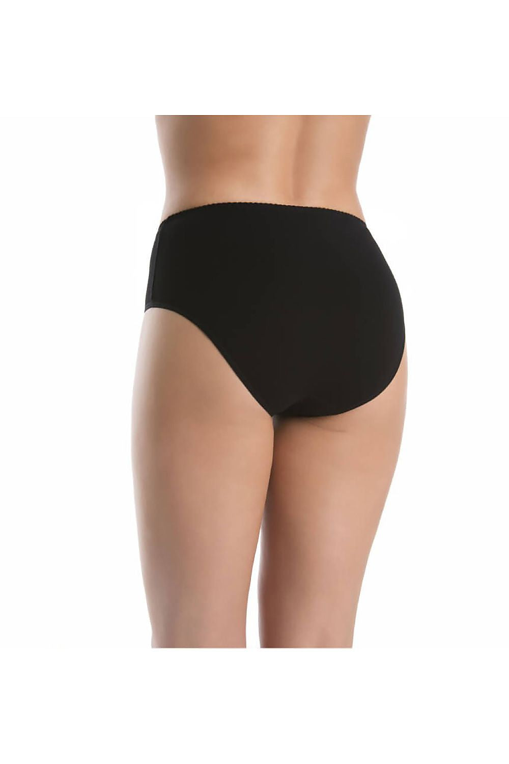 Comfortable plus size black bamboo fiber panties with full coverage back – 3-pack.