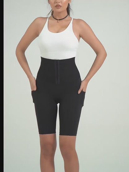 product video high waist belly shaping fitness shorts for women